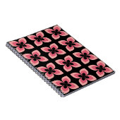 明るい2トーンのピンクの花模様 ノートブック (右側)