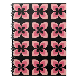 明るい2トーンのピンクの花模様 ノートブック