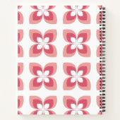 明るい2トーンのピンクの花模様 ノートブック (裏面)