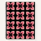 明るい2トーンのピンクの花模様 ノートブック (正面)