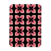 明るい2トーンのピンクの花模様 マグネット (縦)