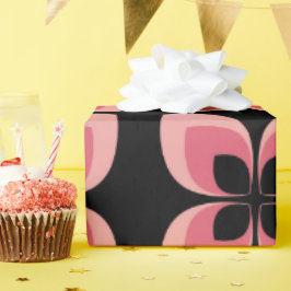 明るい2トーンのピンクの花模様 ラッピングペーパー