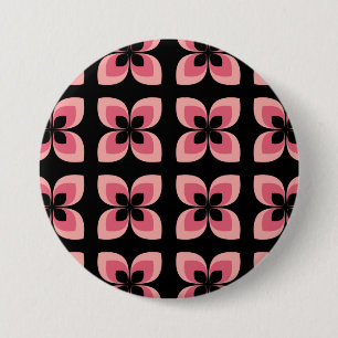 明るい2トーンのピンクの花模様 缶バッジ