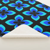 明るい2トーンの青い花模様 シェルパブランケット (3/4)