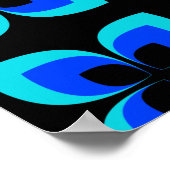 明るい2トーンの青い花模様 ポスター (角)