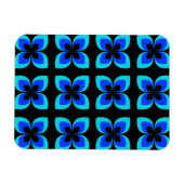 明るい2トーンの青い花模様 マグネット (横)