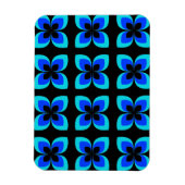 明るい2トーンの青い花模様 マグネット (縦)