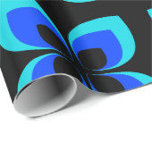 明るい2トーンの青い花模様 ラッピングペーパー (ロールコーナー)