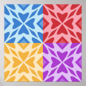 明るい4つのカラフルハートが出会う ポスター (正面)