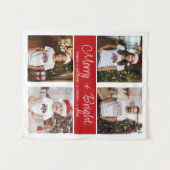 明るい4メリー枚の写真クリスマスファミリータペストリー タペストリー (正面(横))