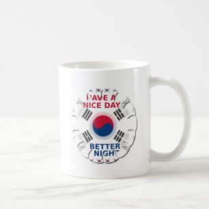 明るい「いい日を過ごす」韓国国旗のアートデザイン コーヒーマグカップ