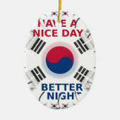 明るい「いい日を過ごす」韓国国旗のアートデザイン セラミックオーナメント (正面)