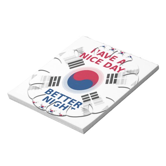 明るい「いい日を過ごす」韓国国旗のアートデザイン ノートパッド (回転)