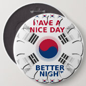明るい「いい日を過ごす」韓国国旗のアートデザイン 缶バッジ (正面&裏面)