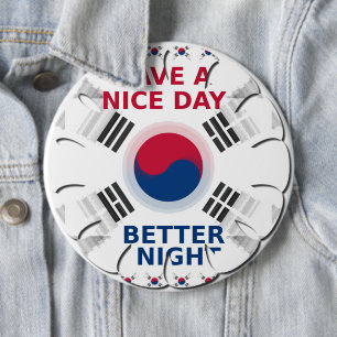 明るい「いい日を過ごす」韓国国旗のアートデザイン 缶バッジ