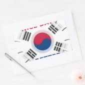 明るい「いい日を過ごす」韓国国旗のアートデザイン 長方形シール (封筒)