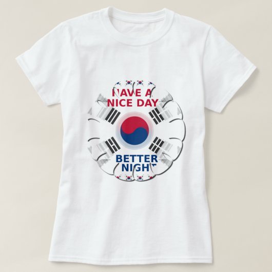 明るい「いい日を過ごす」韓国国旗のアートデザイン Tシャツ (デザイン正面)