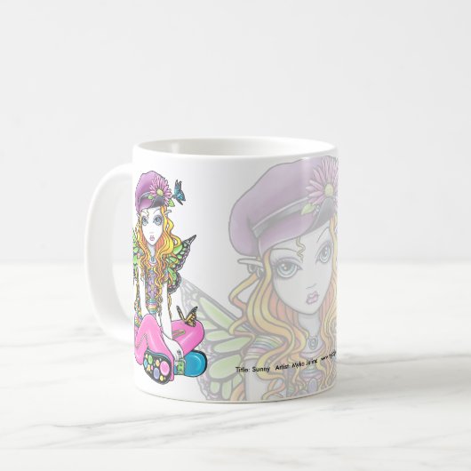 "明るい"かわいい虹の蝶妖精のマグ コーヒーマグカップ (正面左)
