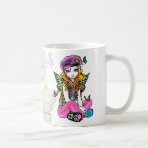 "明るい"かわいい虹の蝶妖精のマグ コーヒーマグカップ