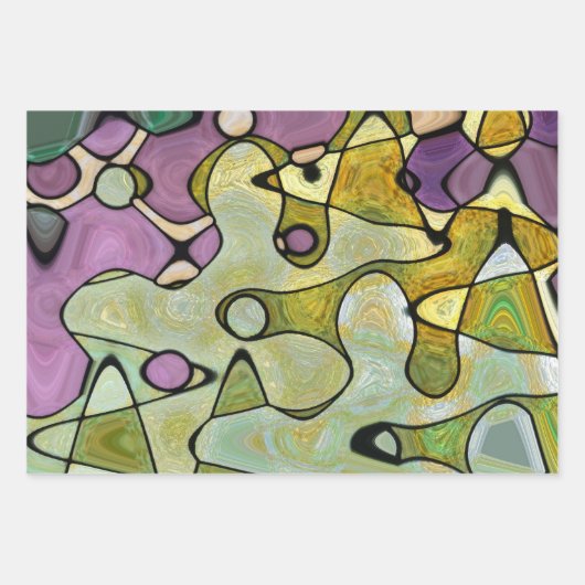 明るい，抽象芸術,モダン，陽気，カラフルの円 ラッピングペーパーシート (正面)