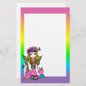 "明るい"蝶虹の妖精の芸術の文房具 便箋 (正面/裏面)