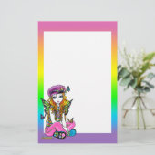 "明るい"蝶虹の妖精の芸術の文房具 便箋 (スタンド正面)