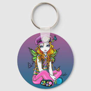 "明るい"蝶虹の妖精Keychain キーホルダー