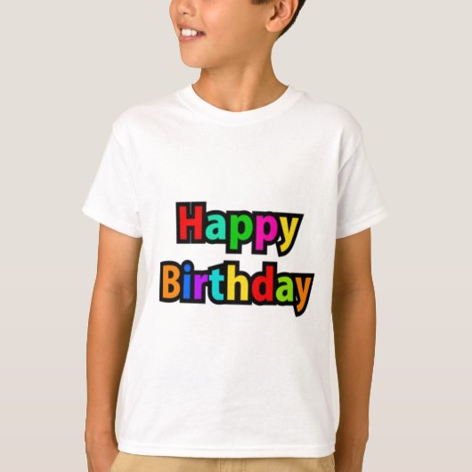 明るい 誕生日おめでとう テキスト Tシャツ (正面)