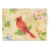 明るい(鳥)ショウジョウコウカンチョウクリスマスグリーティングカード (正面横)