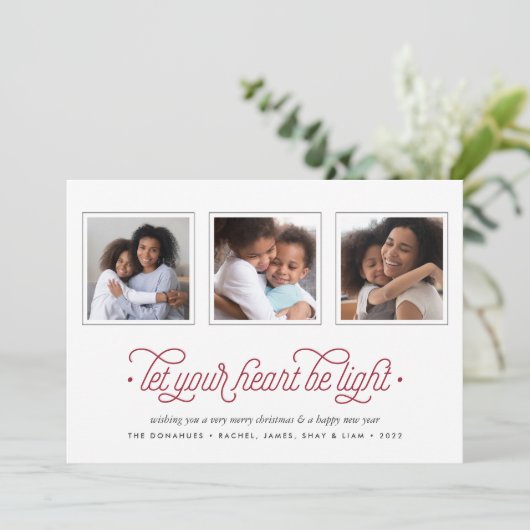 明るい | 3枚のフォトホリデーカード シーズンカード (スタンド正面)