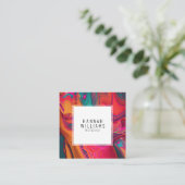 明るいQrコードカラフル液体パターユニークン スクエア名刺 (スタンド正面)