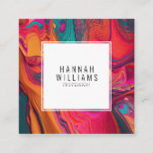 明るいQrコードカラフル液体パターユニークン スクエア名刺 (正面)