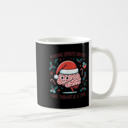 明るいSrits楽しい脳クリスマスメンタルヘルスH コーヒーマグカップ (右)