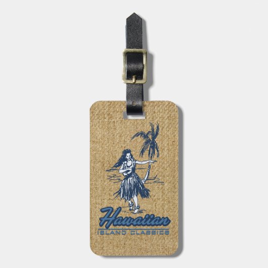 明るいTradewindsのハワイ諸島のフラ女の子 ラゲッジタグ (正面縦)