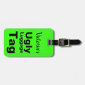 明るおもしろいい緑の醜い荷物タグ ラゲッジタグ (正面横)
