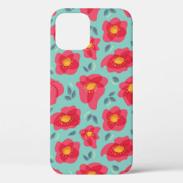 明るかわいらしいピンク色の花柄の花びら iPhone 12ケース