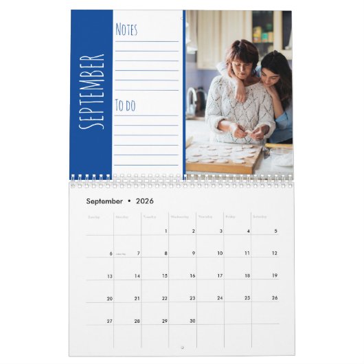 明るくおもしろいの家族写真。メモとタスク一覧 カレンダー (9月 2026)