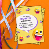 明るくおもしろいモダンをテーマにした10歳の誕生日 招待状