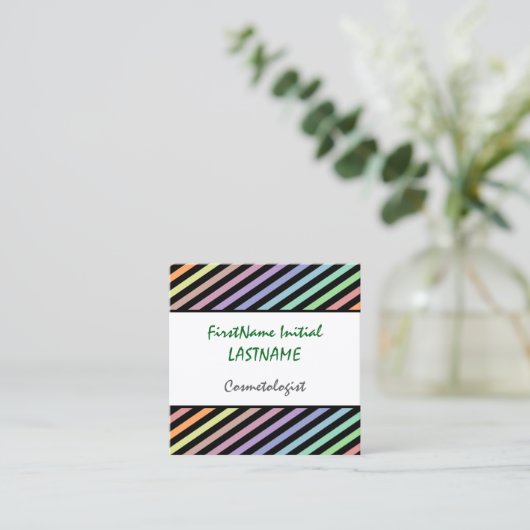 明るくおもしろい美容師名刺 スクエア名刺 (スタンド正面)