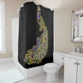 明るくかすかに光る金ゴールドおよび紫色の孔雀 シャワーカーテン (インサイチュ)