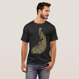 明るくかすかに光る金ゴールドおよび紫色の孔雀 Tシャツ