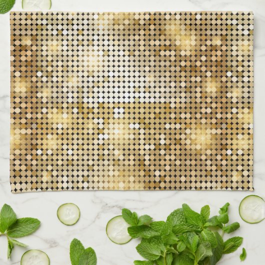 明るくきらめくな金スパンコールは球ディスコのぴかぴか光ります キッチンタオル (折り畳み)