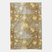 明るくきらめくな金スパンコールは球ディスコのぴかぴか光ります キッチンタオル (縦)