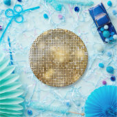 明るくきらめくな金スパンコールは球ディスコのぴかぴか光ります ペーパープレート (パーティー)