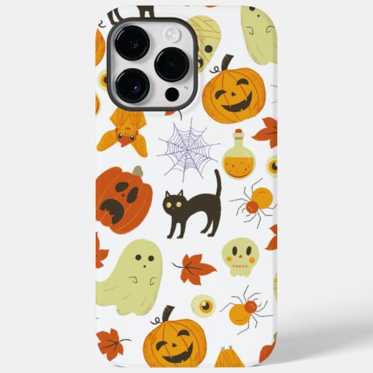 明るくてかわいい秋のオレンジハロウィンパターン Case-Mate iPhoneケース (裏面)