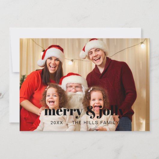 明るくてスタイリッシュな家族のクリスマス写真 シーズンカード (正面)