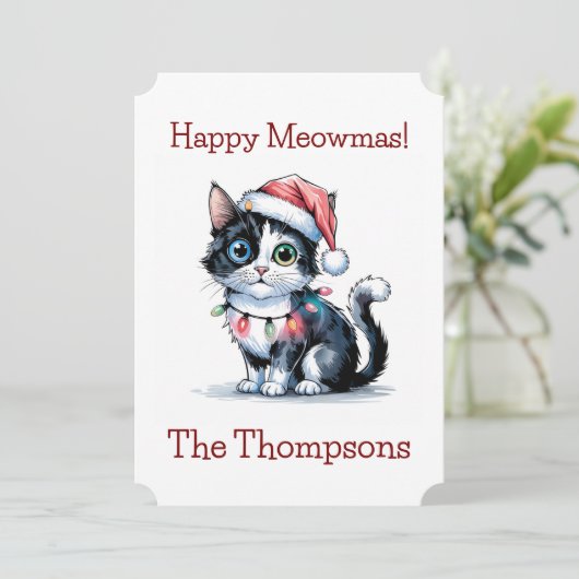 明るくて可愛包まれたいクリスマス猫 シーズンカード (スタンド正面)