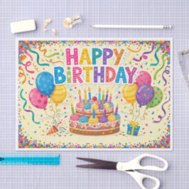 明るくて大きなお誕生日おめでとうカード 薄葉紙