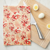 明るくねじれた珊瑚に派手なサーモン キッチンタオル (四つ折り)
