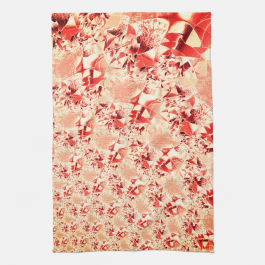 明るくねじれた珊瑚に派手なサーモン キッチンタオル (縦)